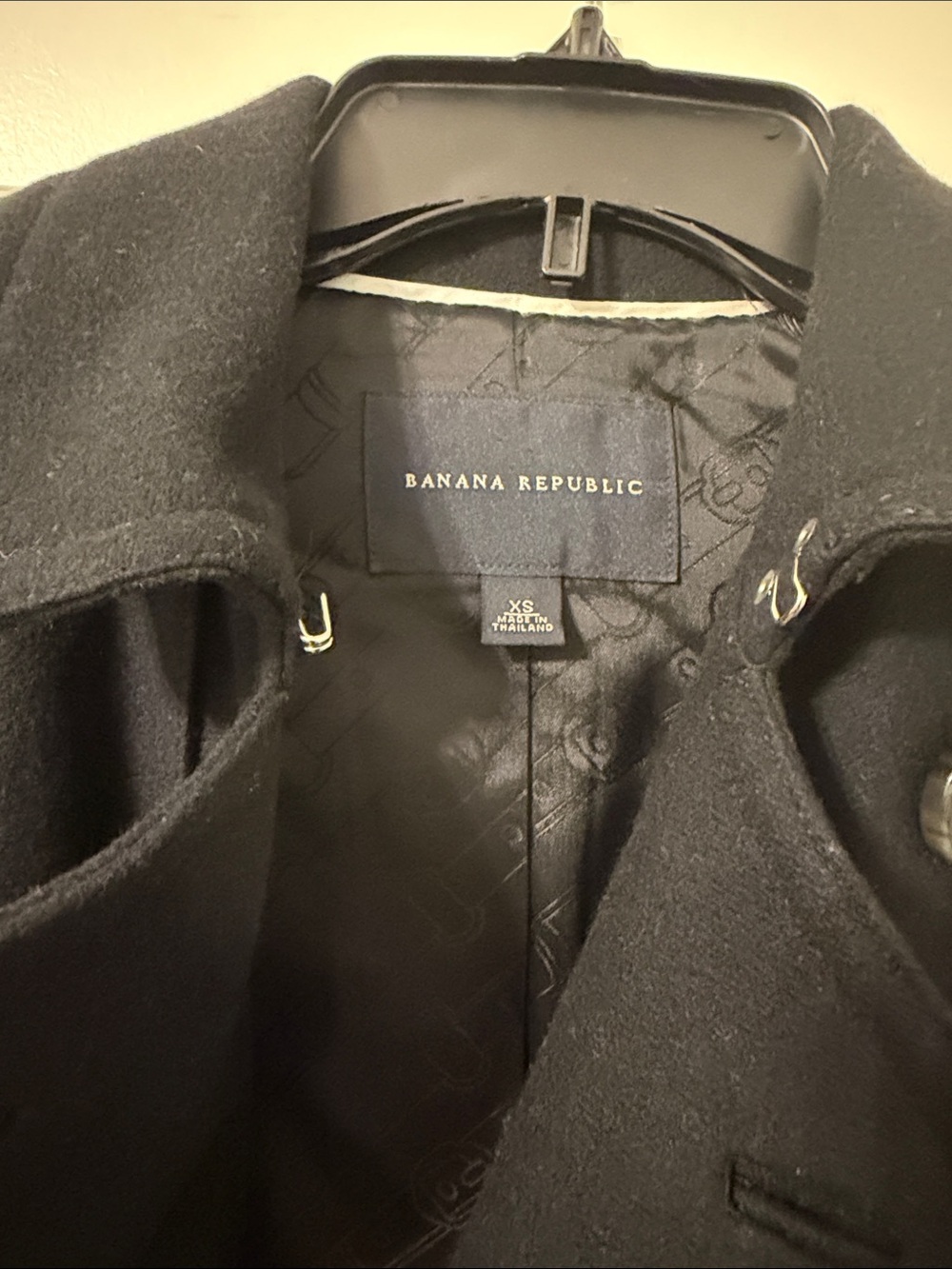 Banana Republic Black Wool Peacoat with silver Hardware